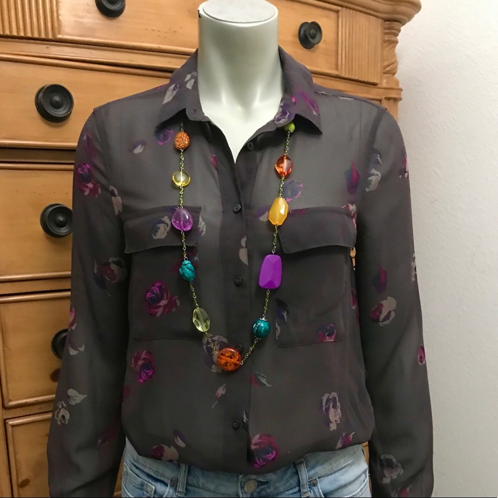 Pretty Women GAP Button-down Sheer Floral Top S
